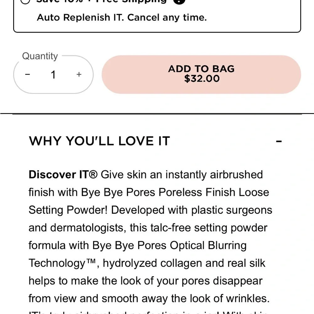 “it” bye bye pores airbrush powder
